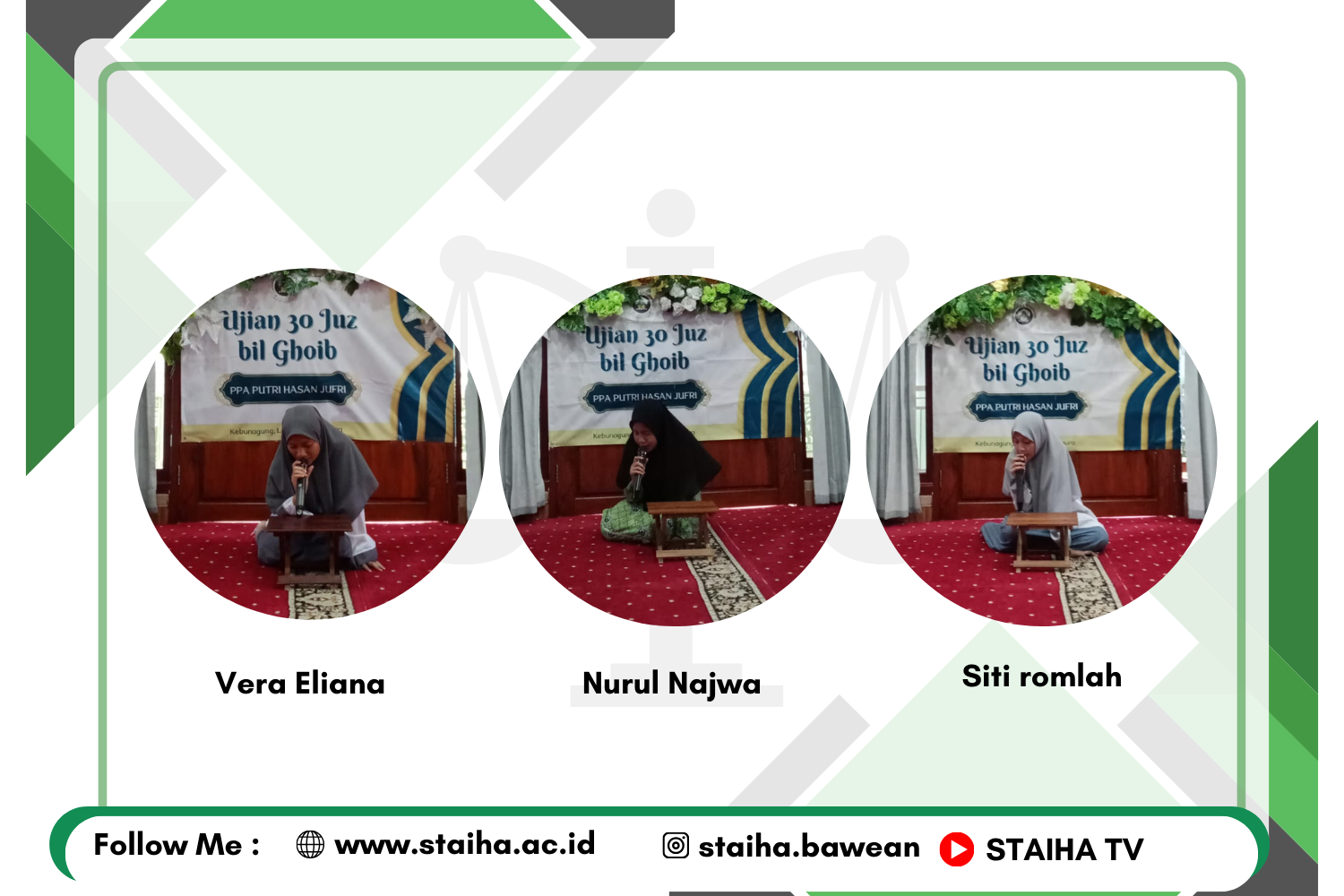 3 Mahasiswi PRODI HKI INHAFI Bawean Berhasil Selesaikan Hafalan Qur’an 30 Juz